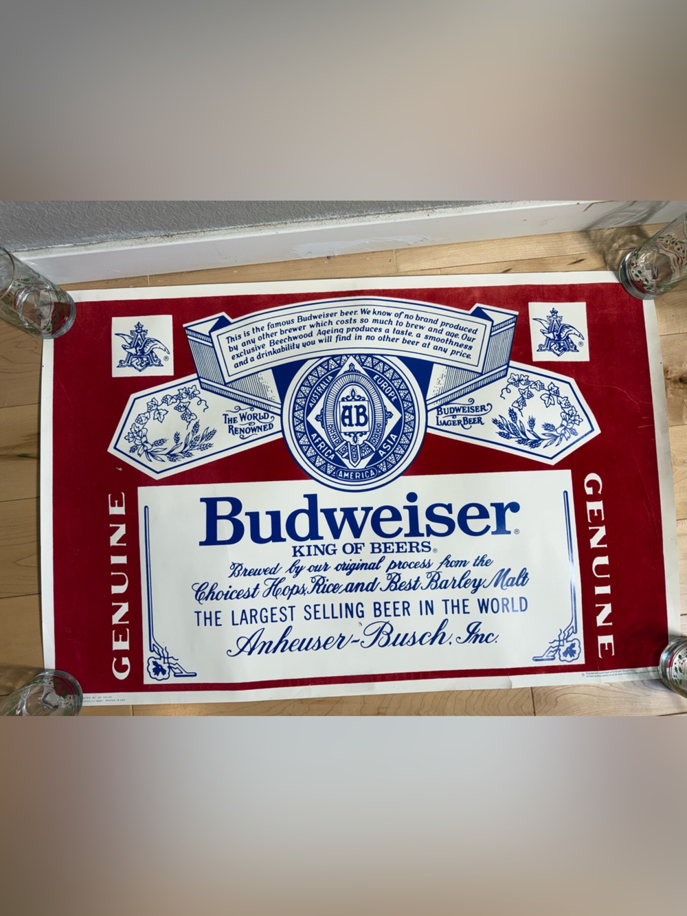 Budweiser Red and White Wall Art Panel